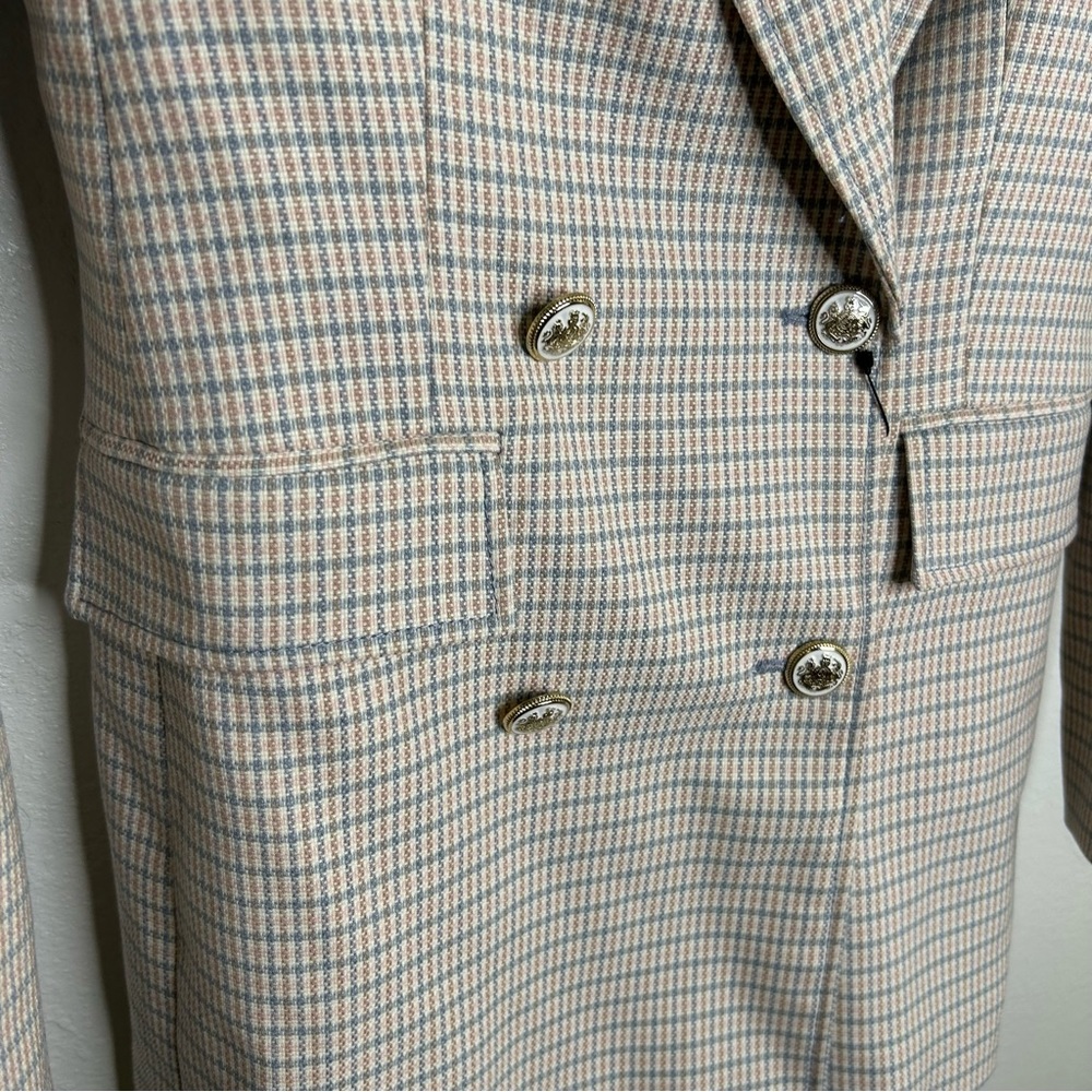 NWT Zara Plaid Structured Double Breasted Oversized Blazer XS - Picture 9 of 14